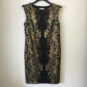 Elegant Sandra Darren Black & Gold Cocktail Dress